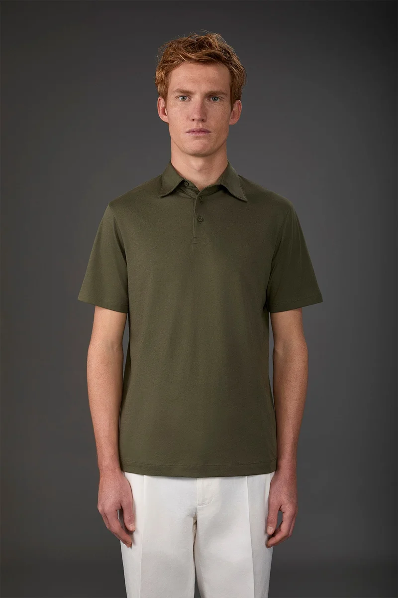 Men's short-sleeved polo shirt in organic cotton - Military