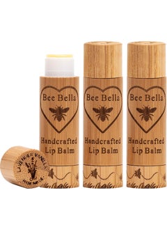Bee Bella Lip Balm Lavender Vanilla 3 Pack  Moisturizing Lip Care 100 Natural Original Organic Beeswax with Vitamin E Handmade in USA Gift