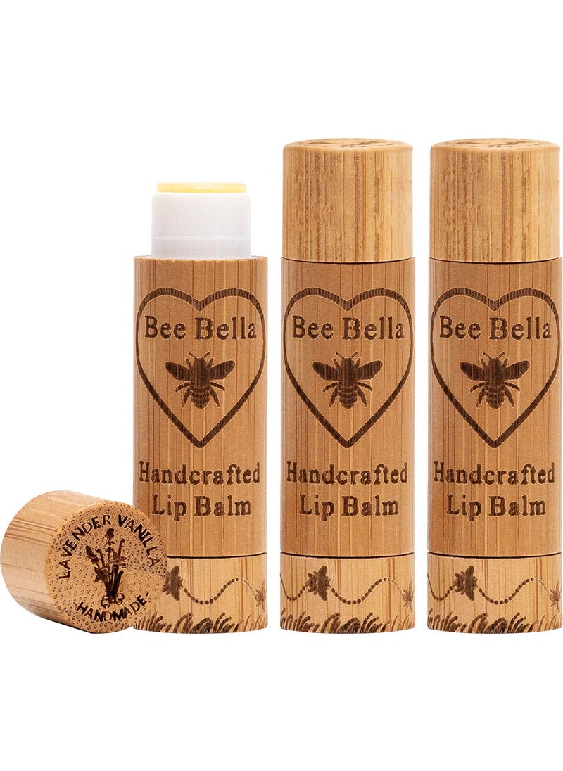 Bee Bella - Bee Bella Lip Balm Lavender Vanilla 3 Pack  Moisturizing Lip Care 100 Natural Original Organic Beeswax with Vitamin E Handmade in USA Gift - Image 1