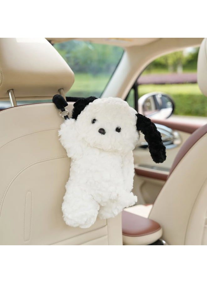WASTROYAL Plush Puppy Car Tissue Box Holder – Cute Crawling Dog Design, Hanging or Dashboard Use, Soft Toy-Style Organizer for Vehicle Interior (Khaki Dog) - Image 3
