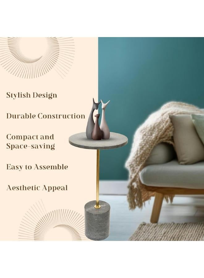 لوفت إليان، طاولة جانبية، دائرية، قطر 35.5 × ارتفاع 61 سم، رمادي، رخام - 194645 - Image 3