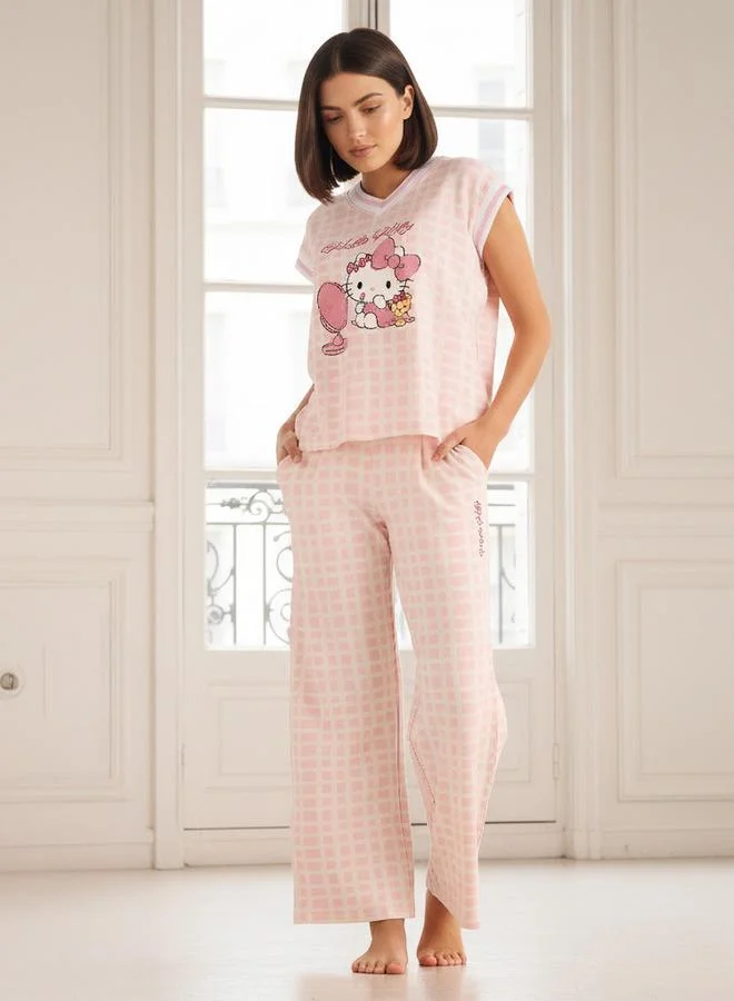 Splash FAV Hello Kitty Pyjama Set V-neck T-shirt & Trousers
