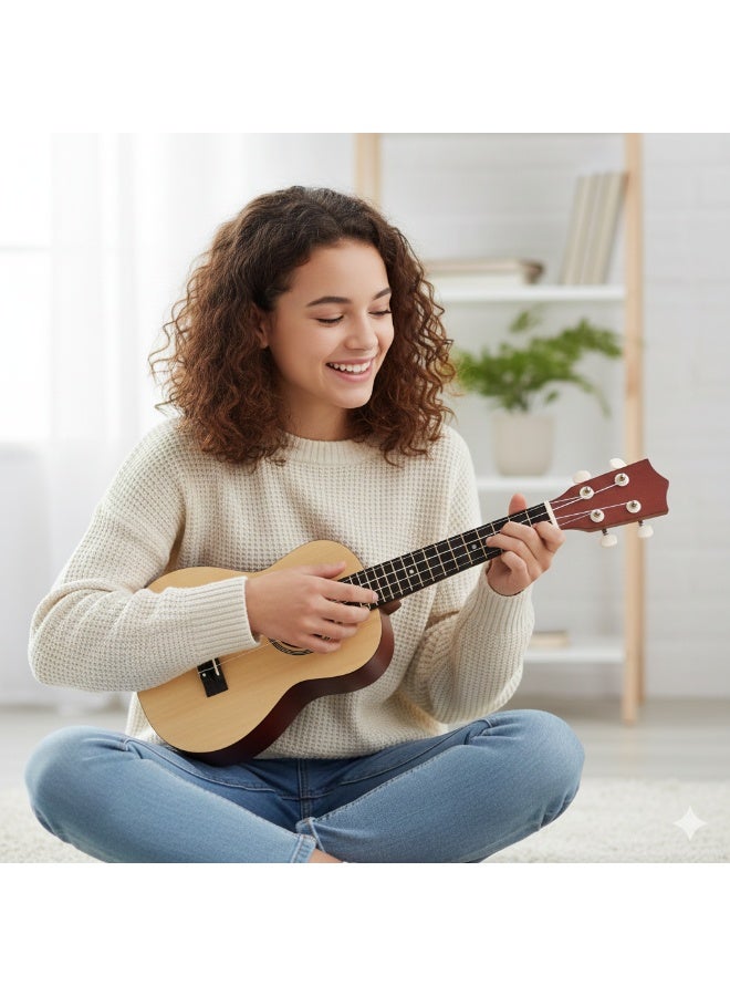 Megarya 21-Inch Concert Ukulele for Beginners & Kids | Mahogany Wood Hawaii Style Ukulele | Natural Finish - Image 2