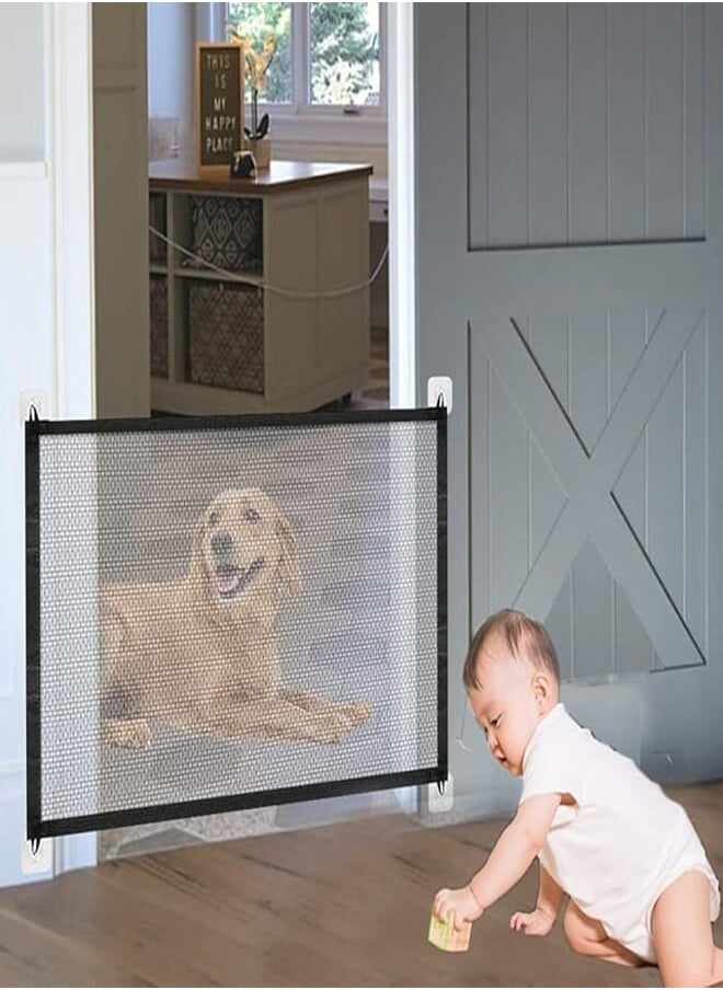 Generic Magic Gate for Dogs, Retractable Stair Gate Baby Gate, Pet Safety Gate Pet Isolation Net Large Wide Retractable Pet Gate for Separating Baby and Pets Easy Install Anywhere (110CM) 