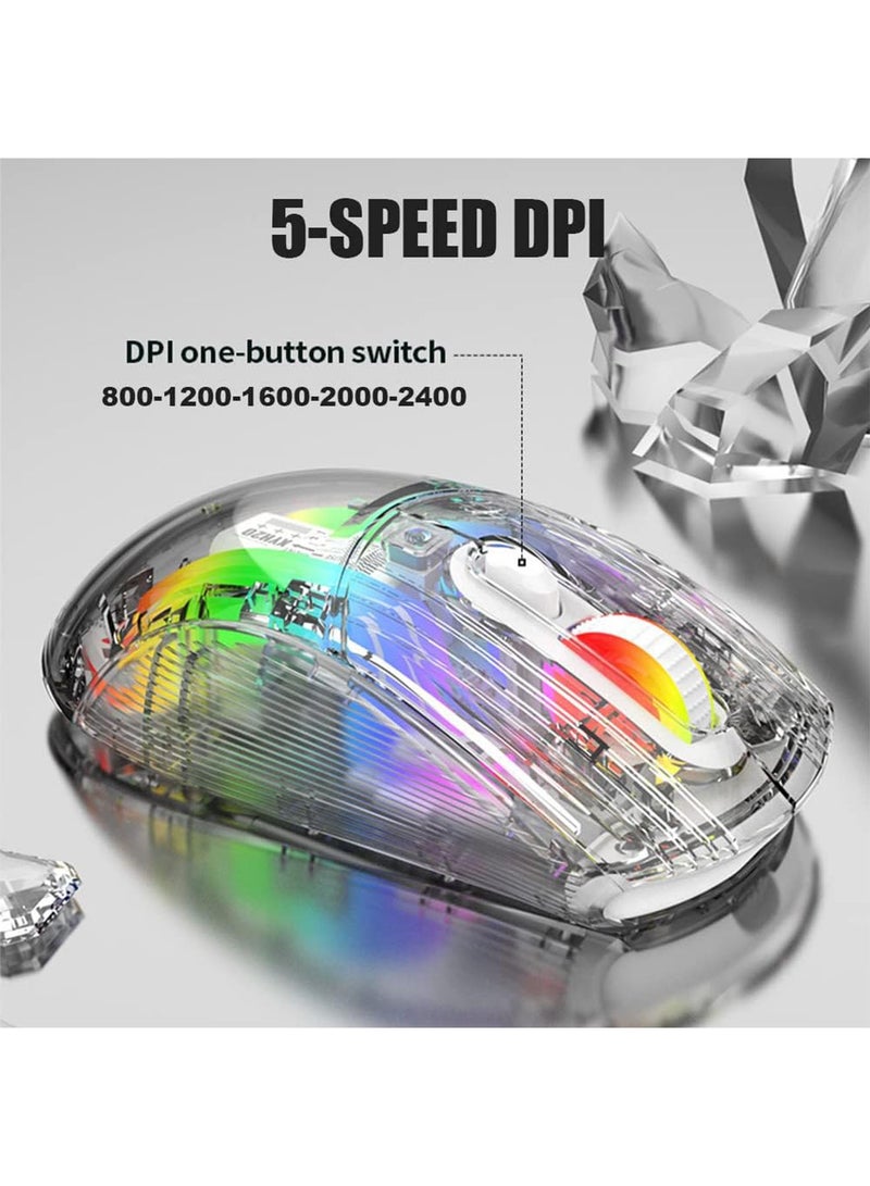 GT-Wheel Bluetooth Wireless Mouse Transparent RGB Mechanical Dual Mode Rechargeable USB Computer Gaming Mouse  - Image 2