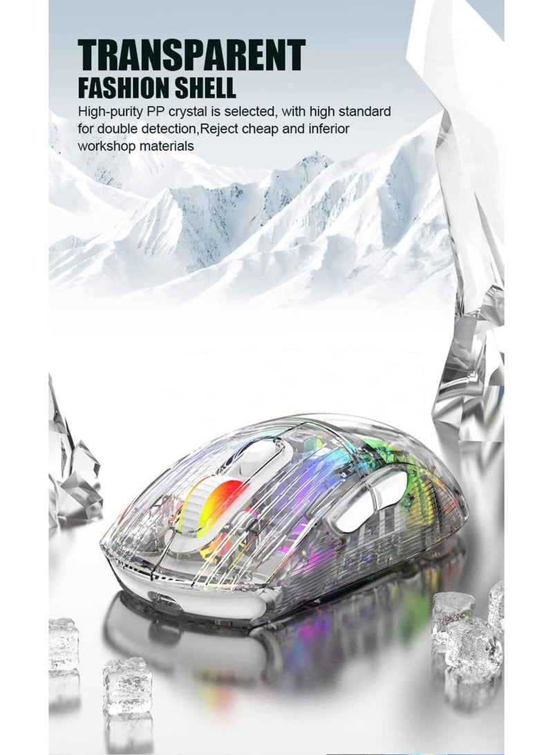 GT-Wheel Bluetooth Wireless Mouse Transparent RGB Mechanical Dual Mode Rechargeable USB Computer Gaming Mouse  - Image 4