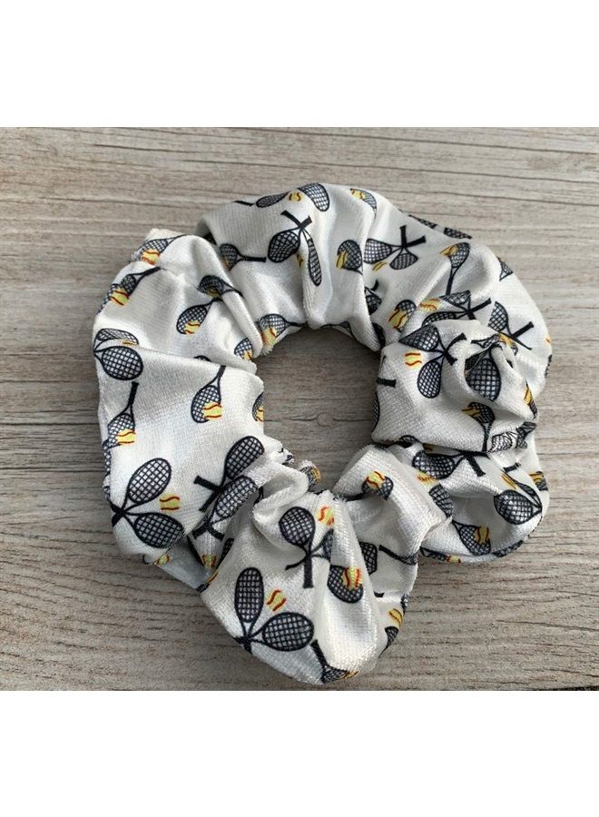 Tennis Scrunchie, Tennis Hair Accessories, No Crease Tennis Premium Velvet Elastics, Gift for Tennis Players