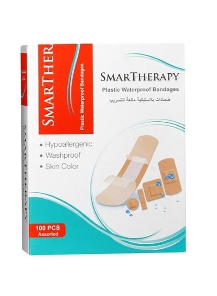 سمارثيرابي عبوة 50 قطعة لصقات جروح ضمادات بلون بني متوسط – اشكال متنوعة – مقاومة للماء