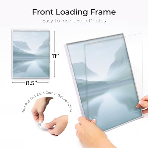 MANTELLO ESSENTIALS Front Loading White Picture Frame 8.5x11 - Set of 6 - Table Desk Wall hanging For Artwork - Certificates Diplomas - Family Gallery Multi Photo Frame - Image 4