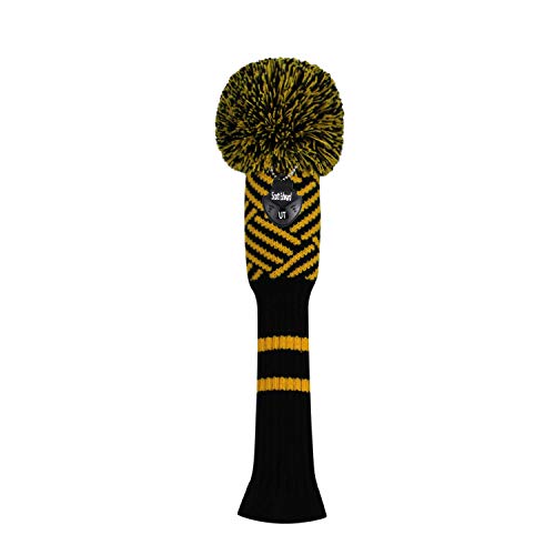 Scott Edward 1PCS Knit Pom Pom HybridUT Club Protector Golf Club Cover with Rotating Number TagsSoftPortableYellow Traffic Light - Image 3