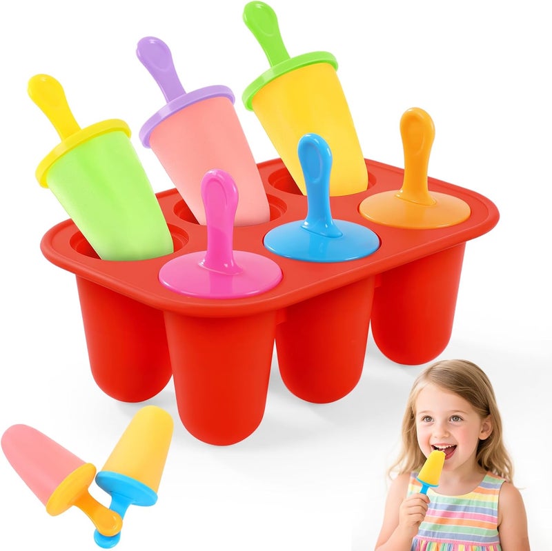 BAUSAR Silicone Popsicles Molds, BPA-Free Small Popsicle Mold for Kids, Toddler & Baby, Reusable Popsicle Molds, Mini Ice Pop Molds with Colorful Sticks, Ice Cream Molds, Homemade Ice Cream Molds(Red) - Image 1