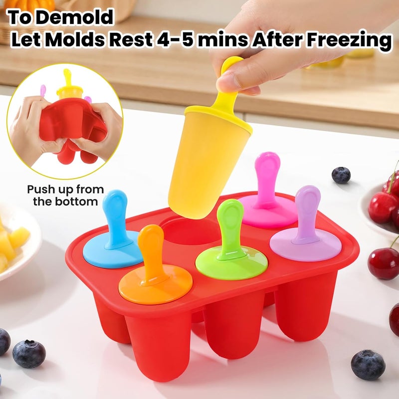 BAUSAR Silicone Popsicles Molds, BPA-Free Small Popsicle Mold for Kids, Toddler & Baby, Reusable Popsicle Molds, Mini Ice Pop Molds with Colorful Sticks, Ice Cream Molds, Homemade Ice Cream Molds(Red) - Image 5