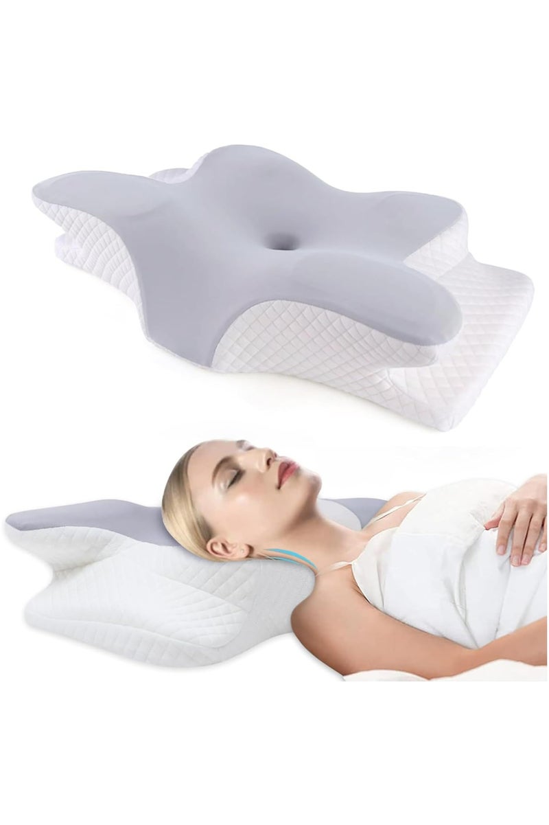 Oasisgalore Ergonomic Butterfly-Shaped Cervical Pillows for Sleeping, Orthopedic Memory Foam Pillow for Neck and Shoulder Pain Relief, Contour Support Neck Pillow with Washable Cover - Image 1