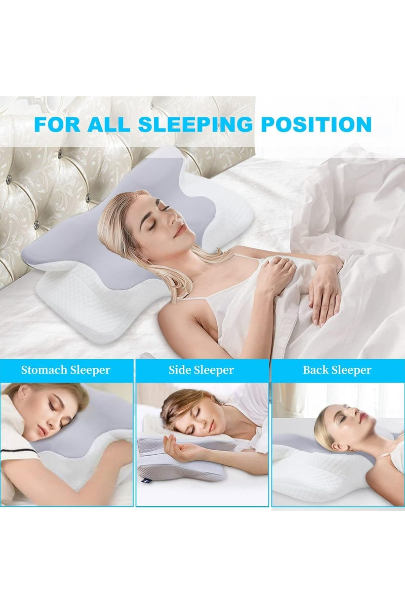 Oasisgalore Ergonomic Butterfly-Shaped Cervical Pillows for Sleeping, Orthopedic Memory Foam Pillow for Neck and Shoulder Pain Relief, Contour Support Neck Pillow with Washable Cover - Image 2