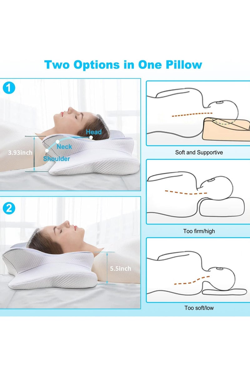Oasisgalore Ergonomic Butterfly-Shaped Cervical Pillows for Sleeping, Orthopedic Memory Foam Pillow for Neck and Shoulder Pain Relief, Contour Support Neck Pillow with Washable Cover - Image 3