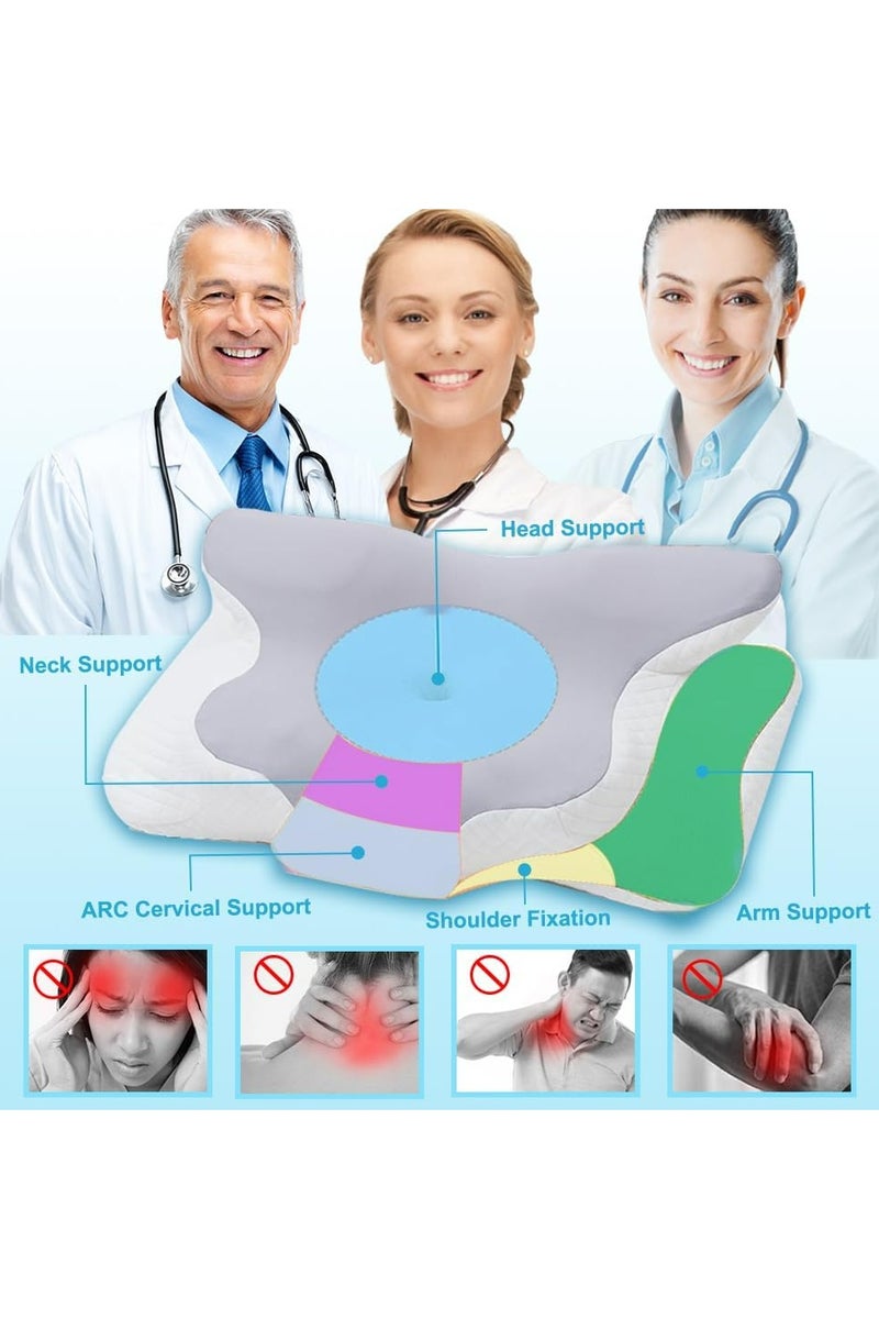 Oasisgalore Ergonomic Butterfly-Shaped Cervical Pillows for Sleeping, Orthopedic Memory Foam Pillow for Neck and Shoulder Pain Relief, Contour Support Neck Pillow with Washable Cover - Image 5