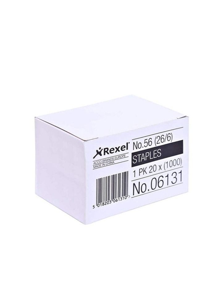 Rexel Rexel Staples 1 Packet 20 x 1000 NO 56 26/6  - Image 1