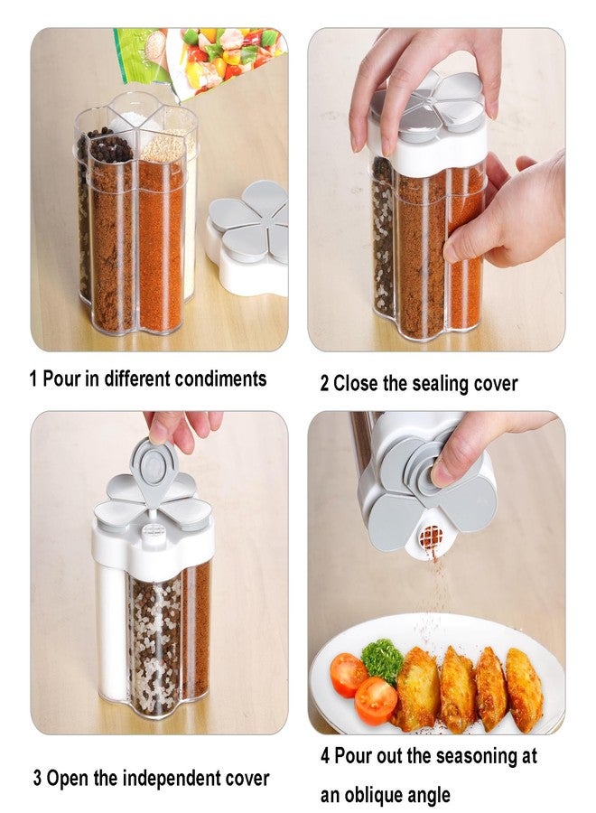 Miayon 5 in 1 Salt and Pepper Shaker Travel Spice Container Portable Camping Seasoning Shaker Seasoning Condiment Jars with Lid for Home Restaurant Camping Travel RV Cooking BBQ Picnic (Gray) - Image 4