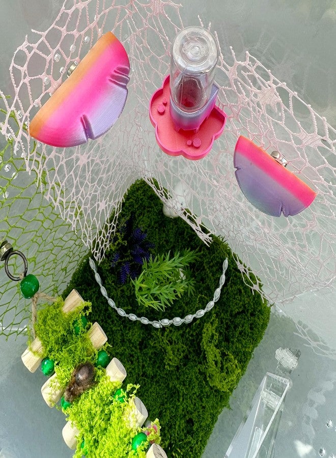 Okueejur 5Pcs Jumping Spider Accessories Set, Jumping Spider Enclosure Mushroom And Water Dispenser, Jumping Spider Web with Magnets, Jumping Spider Enclosure Climbing and Feeding Platforms (pink+purple) - Image 2
