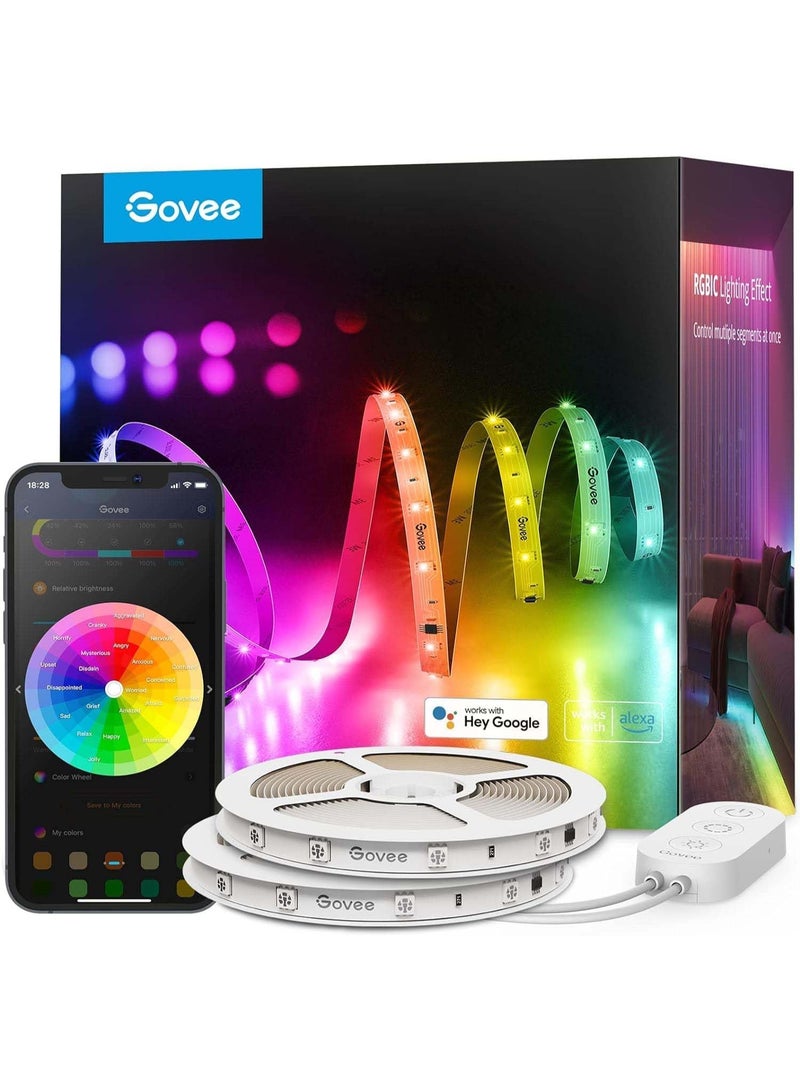 Govee 100ft RGBIC LED Strip Lights, Smart LED Lights Work with Alexa and Google Assistant, WiFi App Control Segmented DIY Multiple Colors, Color Changing Lights Music Sync, LED Lights for Bedroom - Image 1
