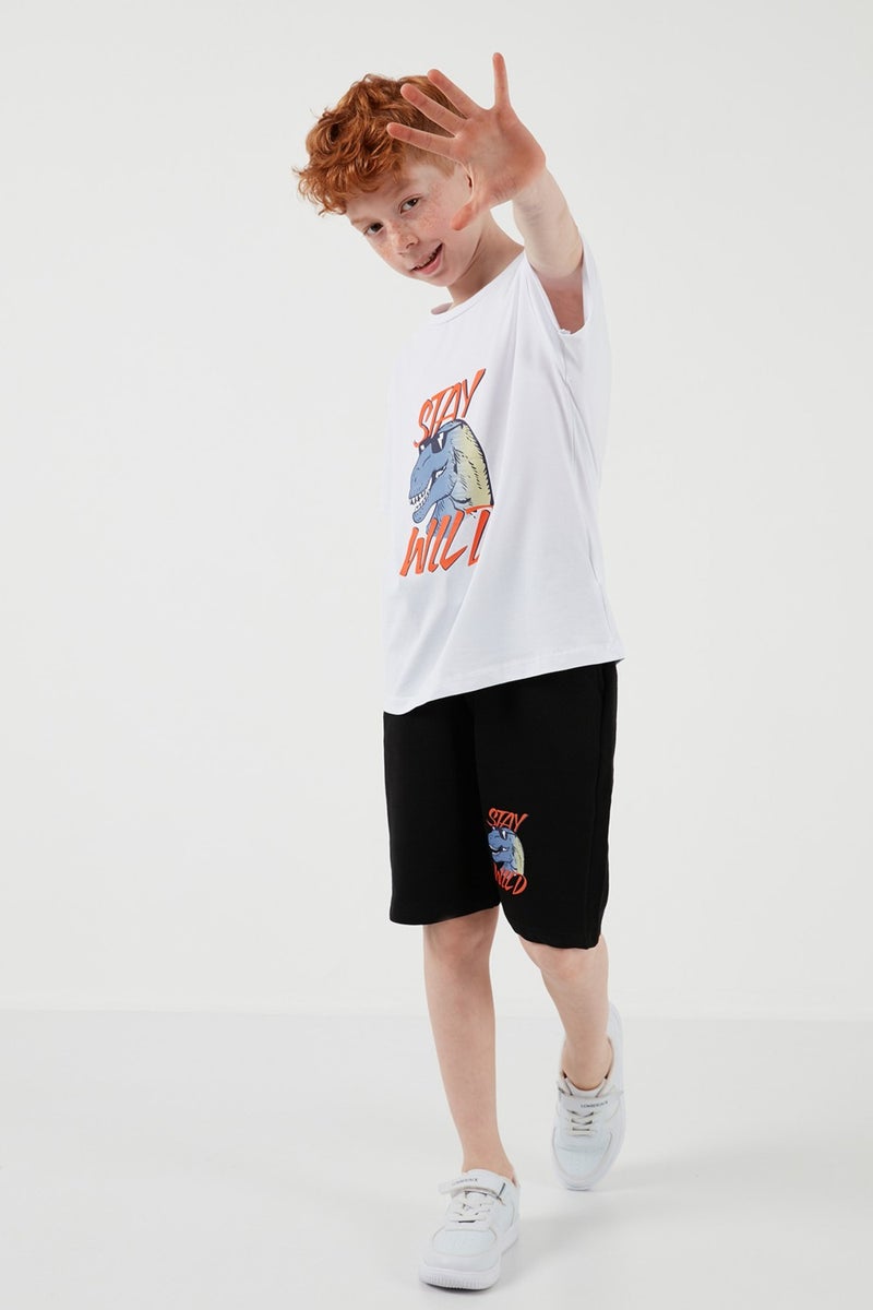 Lela Cotton Regular Fit Crew Neck Top and Bottom Set with Shorts Boy's Suit 6212012 - Image 2