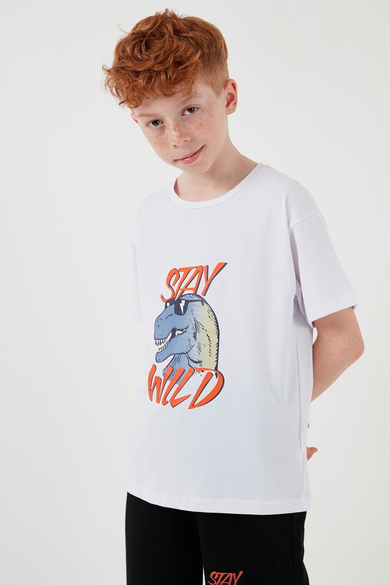 Lela Cotton Regular Fit Crew Neck Top and Bottom Set with Shorts Boy's Suit 6212012 - Image 4