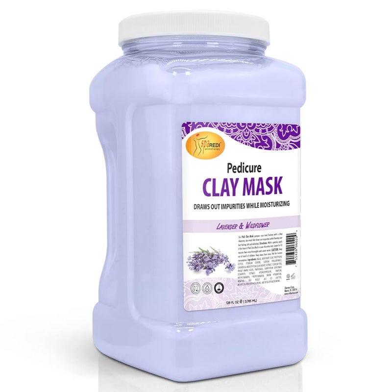 SPA REDI - Clay Mask, Lavender and Wildflower, 128 Oz - Pedicure and Body Deep Cleansing, Skin Pore Purifying, Detoxifying and Hydrating - Natural Bentonite Clay, Infused with - Image 1