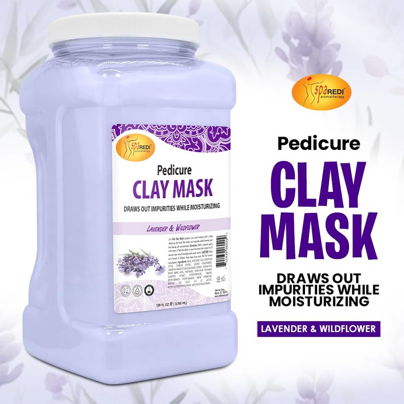 SPA REDI - Clay Mask, Lavender and Wildflower, 128 Oz - Pedicure and Body Deep Cleansing, Skin Pore Purifying, Detoxifying and Hydrating - Natural Bentonite Clay, Infused with - Image 2