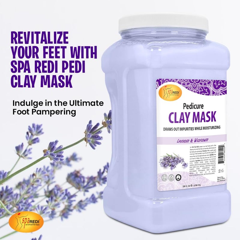 SPA REDI - Clay Mask, Lavender and Wildflower, 128 Oz - Pedicure and Body Deep Cleansing, Skin Pore Purifying, Detoxifying and Hydrating - Natural Bentonite Clay, Infused with - Image 3