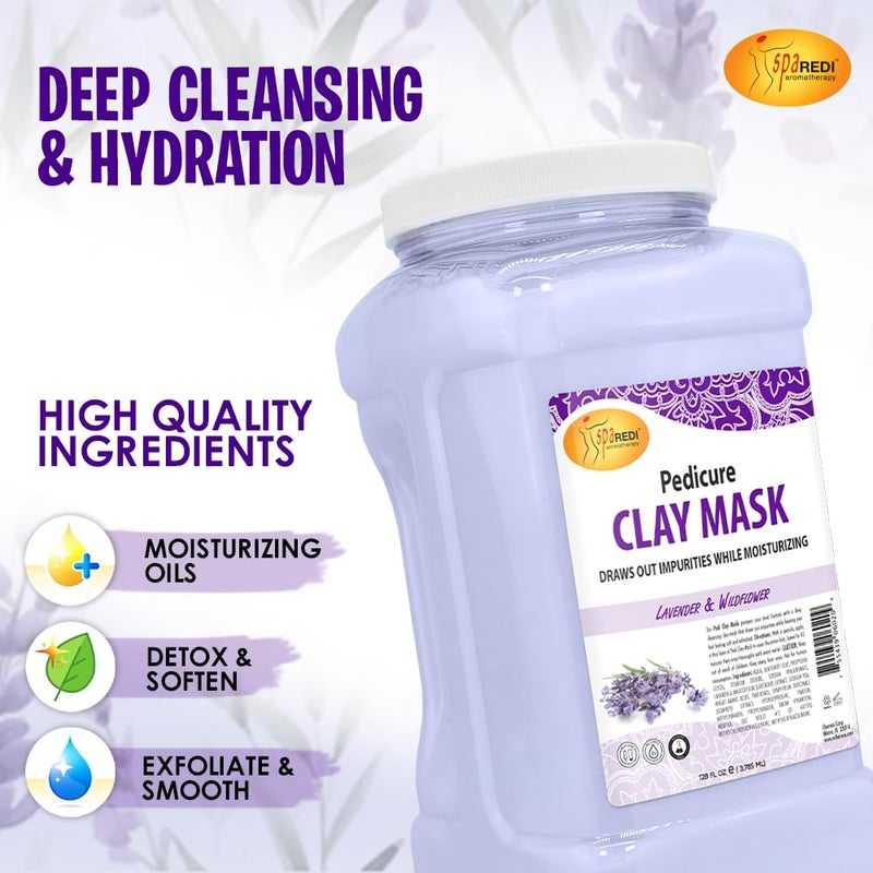 SPA REDI - Clay Mask, Lavender and Wildflower, 128 Oz - Pedicure and Body Deep Cleansing, Skin Pore Purifying, Detoxifying and Hydrating - Natural Bentonite Clay, Infused with - Image 5