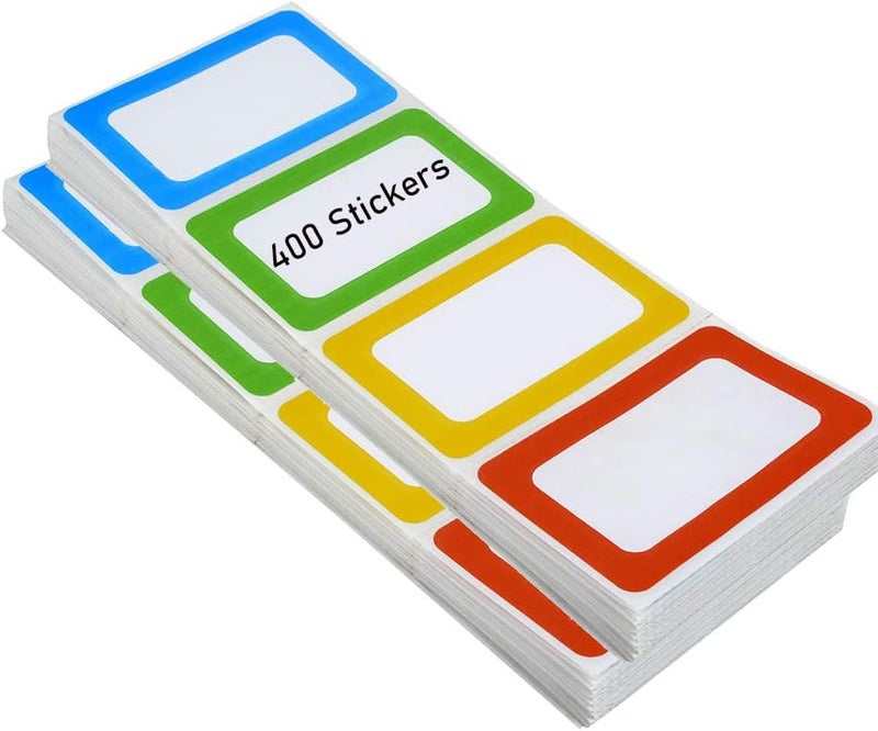 Solar-Power Plain Name Tags Stickers Colorful Border All Purpose Labels - 400 Stickers, Strong Adhesive (3.5 x 2.25 inch) - Image 1