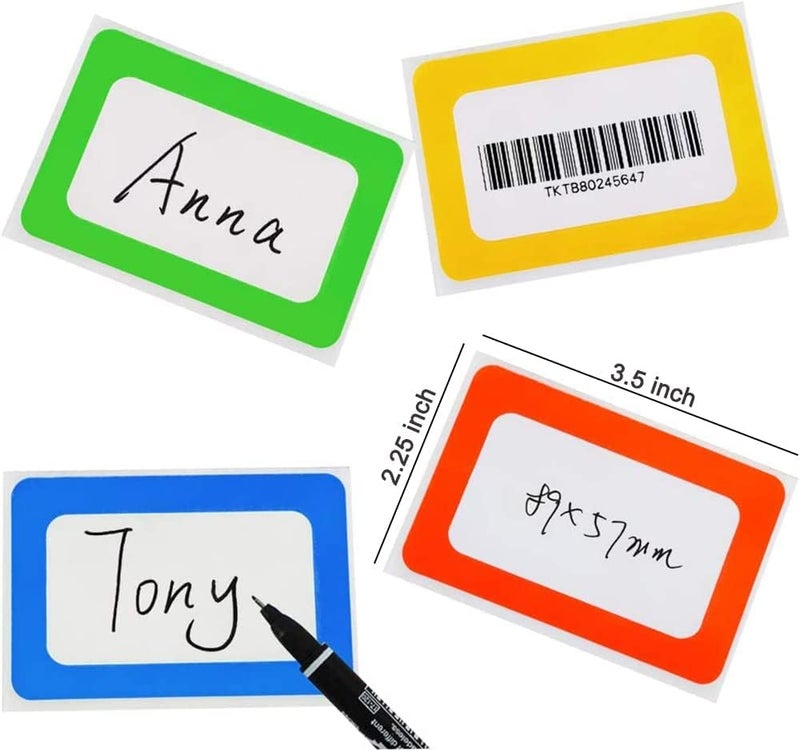 Solar-Power Plain Name Tags Stickers Colorful Border All Purpose Labels - 400 Stickers, Strong Adhesive (3.5 x 2.25 inch) - Image 5