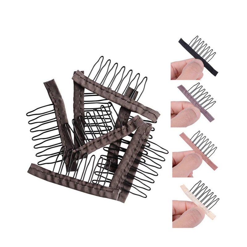 yantaisiyu YANTAISIYU 24 PcsLot Steel Wig Clips with Cloth Caps for Making Hairpieces and Wigs  Wig Accessories Tools Dark Brown 