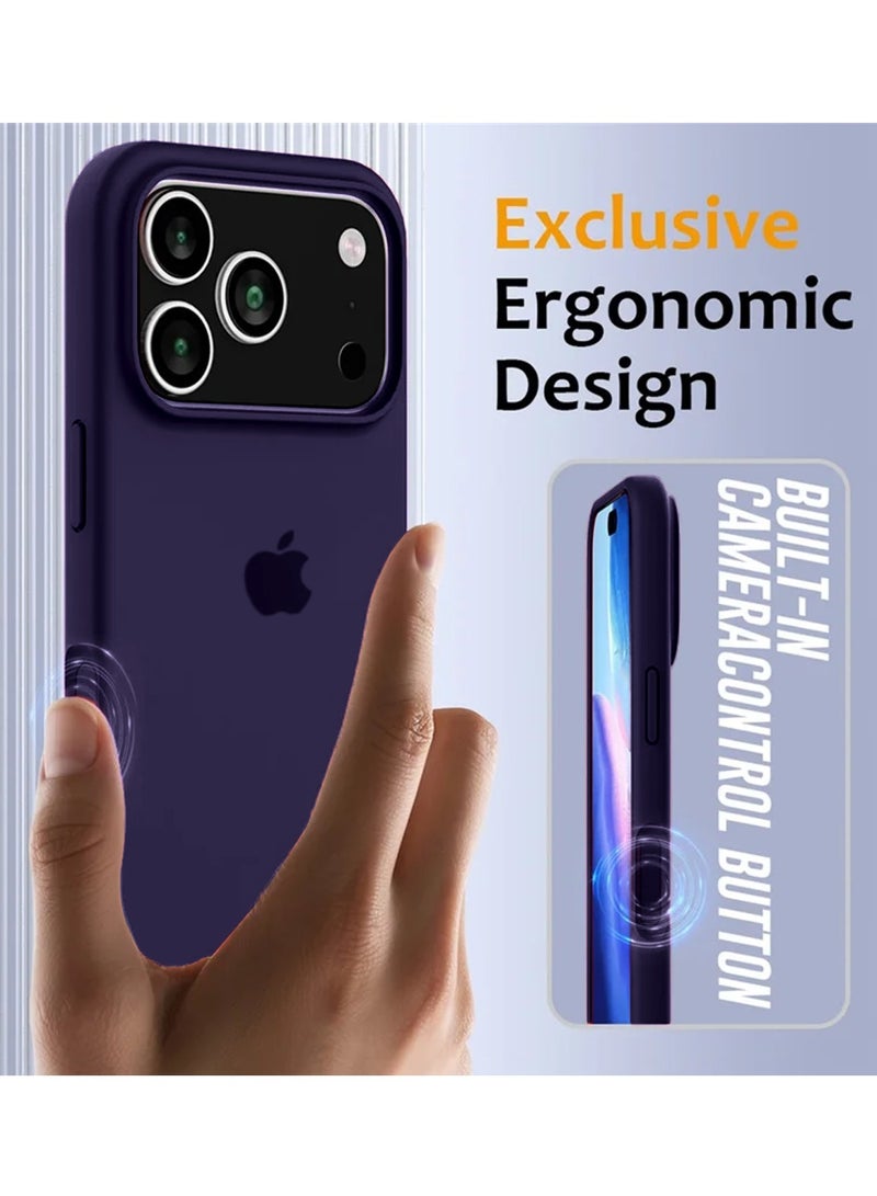 Wtech Apple iPhone 17 Pro 5G 2025 Luxury Premium Quality Liquid Silicone Case Cover (MCRPSN) - Eggplant Purple - Image 3