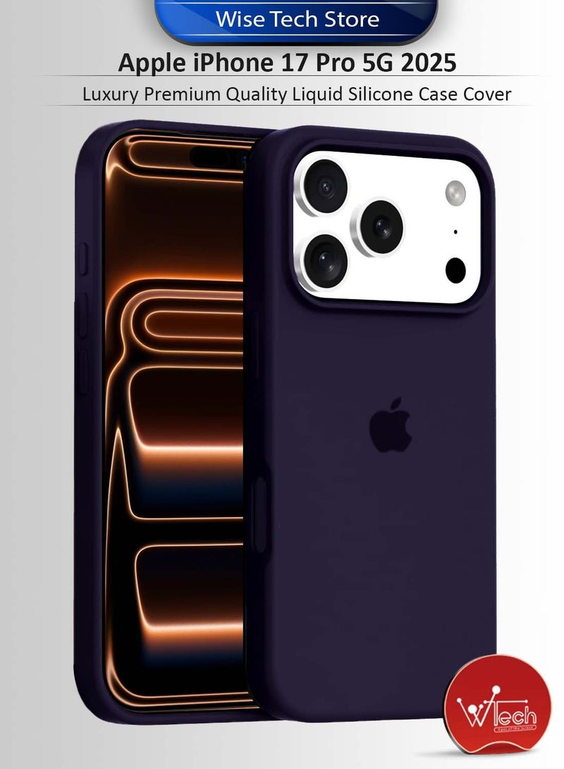 Wtech Apple iPhone 17 Pro 5G 2025 Luxury Premium Quality Liquid Silicone Case Cover (MCRPSN) - Eggplant Purple - Image 1