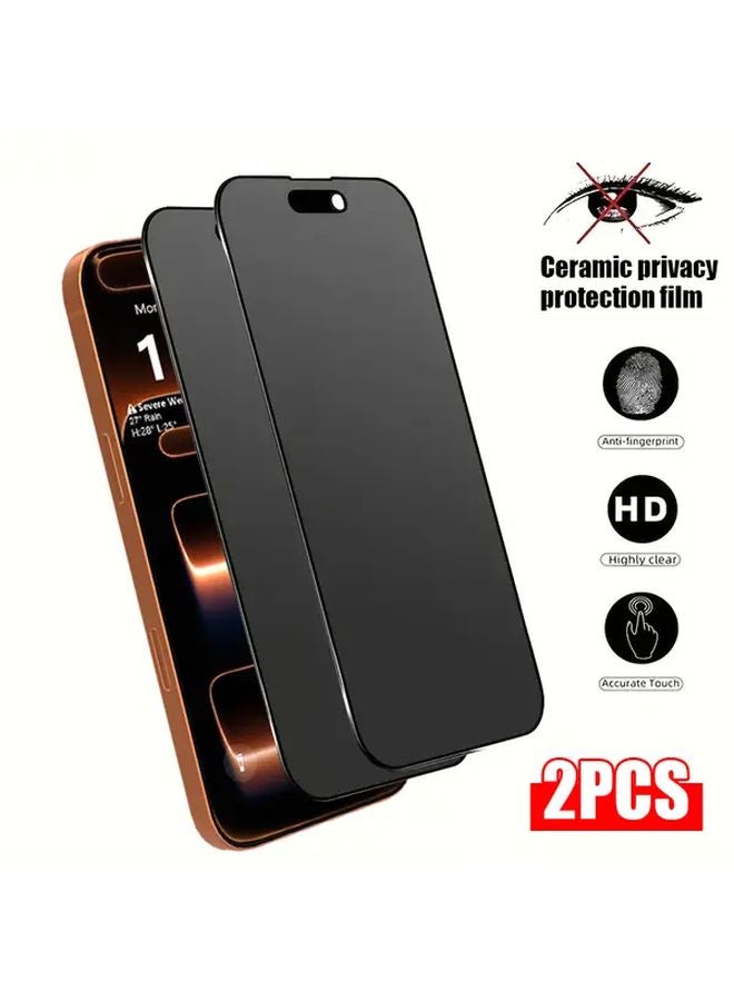 2 Pack Matte Ceramic Screen Protector Privacy Anti Spy For iPhone 17 Pro Max Black - Image 1