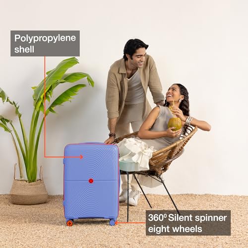 Nasher Miles Bali Hard-Sided Polypropylene Luggage Set of 3 | 55cm, 65cm & 75cm | 8 Wheels Small, Medium & Large Trolley Bag for Travel | Suitcase (Navy Blue) - Image 2