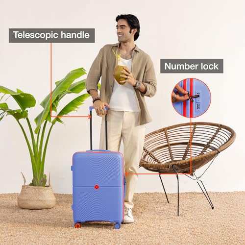 Nasher Miles Bali Hard-Sided Polypropylene Luggage Set of 3 | 55cm, 65cm & 75cm | 8 Wheels Small, Medium & Large Trolley Bag for Travel | Suitcase (Navy Blue) - Image 3