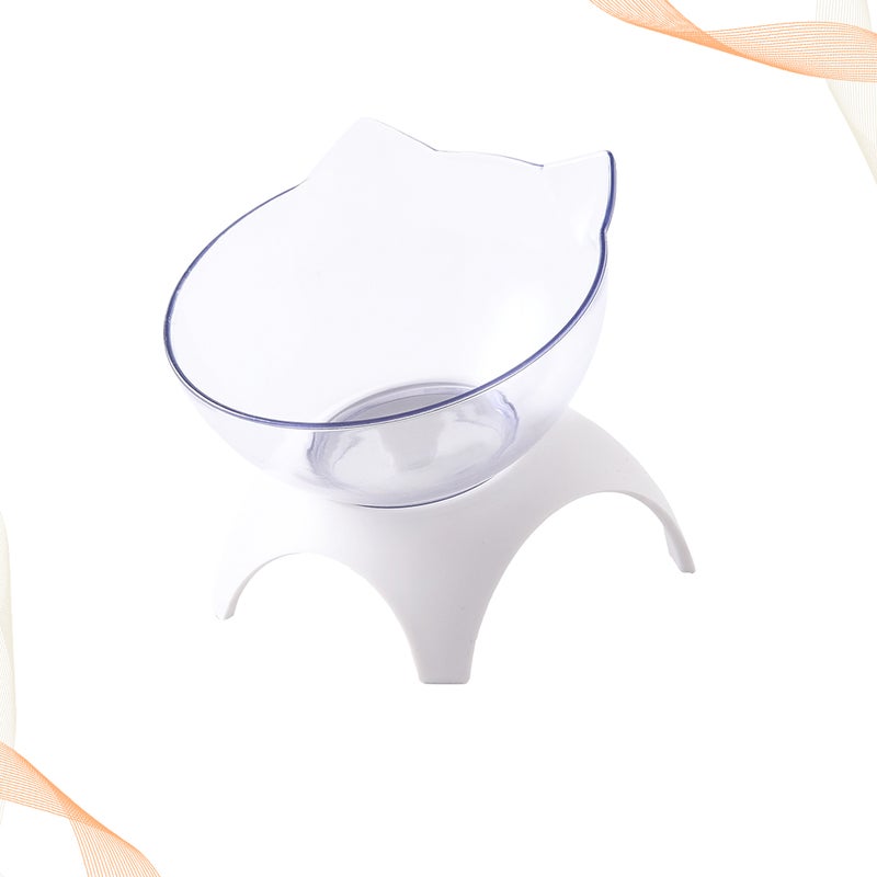 2pcs Cat Shaped Tilted Food Bowl Neck Protective Bowl Pet Feeder Drinking Bowl White (Single Bowl + Rack) - Image 4