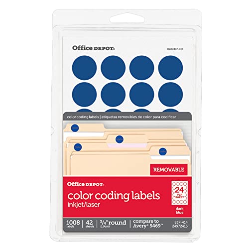Office Depot Removable Round Color-Coding Labels, 3/4in. Diameter, Dark Blue, Pack of 1,008, OD98790 - Image 4