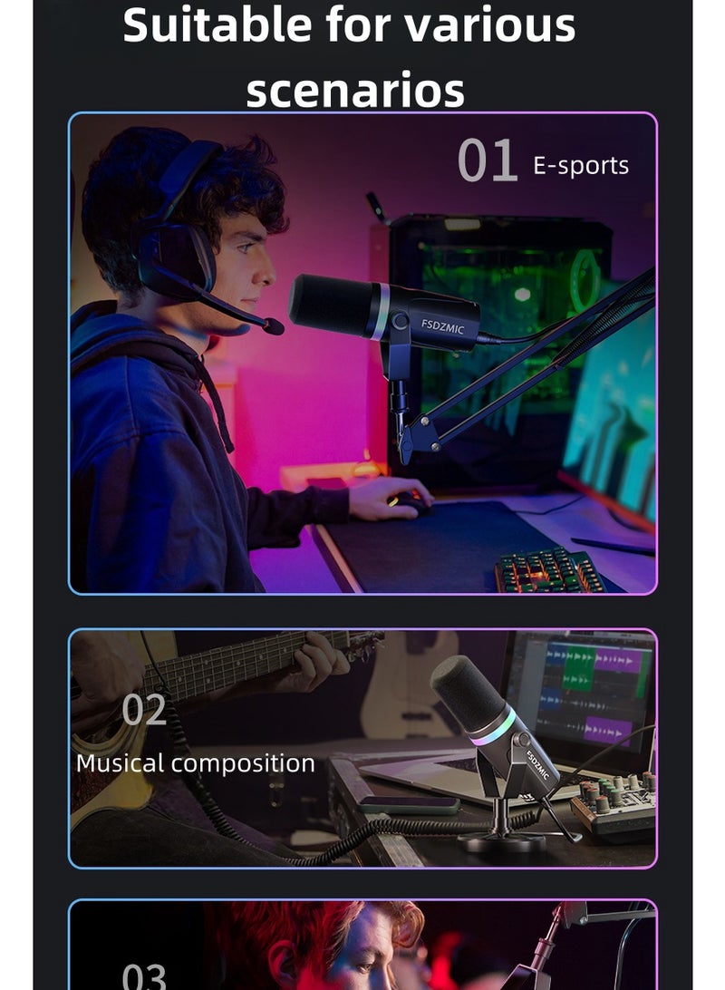 Gaming XLR/USB Microphone Kit, Streaming Dynamic Computer Mic for Vocal Podcast Recording - Image 3