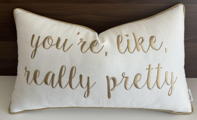 ROMANTIC COUPLE LOVE SENTIMENT EMBROIDERED DECORATIVE SAYINGS LUMBAR ACCENT THROW PILLOWCASE REALLY PRETTY PHRASE DECOR FOR WEDDING ANNIVERSARY VALENTINE 12X20 INCHES IVORY
