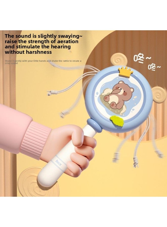 Baby Rattle Can Bite Newborn 8 Hand Rattle Silicone Rattle Puzzle Baby Children's Early Education Toys-Color:Blue Bear Rattle [with Chewable Teether]