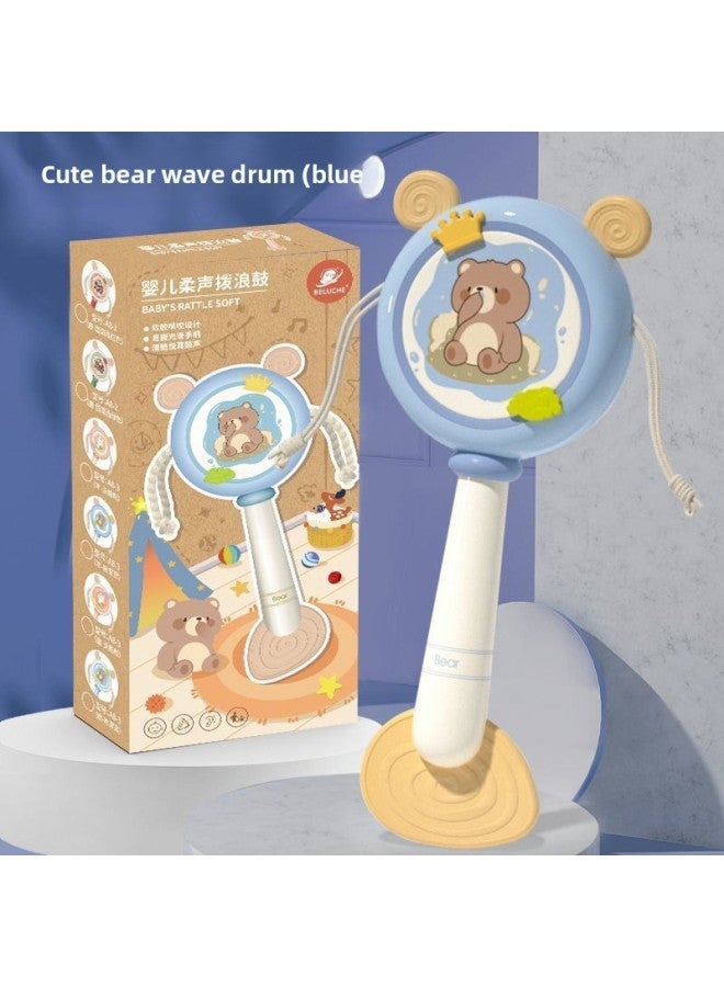 Baby Rattle Can Bite Newborn 8 Hand Rattle Silicone Rattle Puzzle Baby Children's Early Education Toys-Color:Blue Bear Rattle [with Chewable Teether]