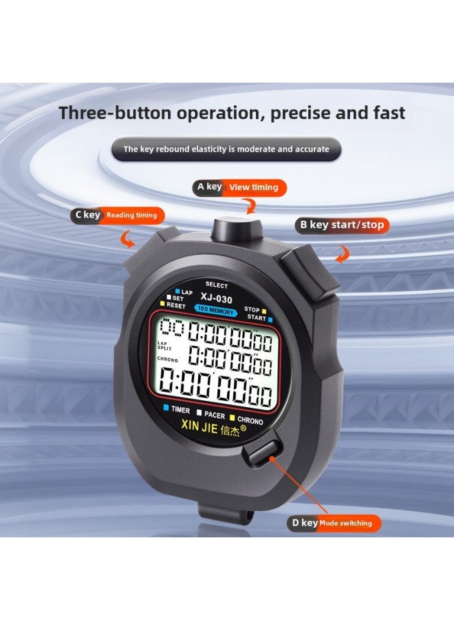 Electronic Stopwatch Timer Fitness Running Track And Field Training Student Referee Competition Multi-channel Physical Education Teacher-Display Accuracy: Xj-894 - Image 3
