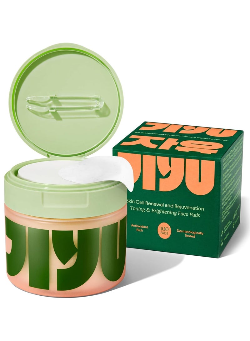 JiYu Korean Anti-Aging Toner Pads Dark Spots & Wrinkles - Moisturizer with Snail Mucin, Centella Asiática, Niacinamide, Peptides - For Polished and Young Skin - 100 Count - Image 1