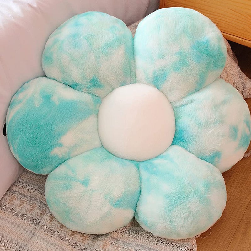 lannery lannery Flower Plush Throw Pillows  Flower Floor Pillow Seating Cushion Toy for Reading  Room  Watching TV (19.7""  Blue)  - Image 1