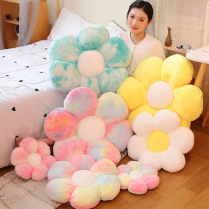 lannery lannery Flower Plush Throw Pillows  Flower Floor Pillow Seating Cushion Toy for Reading  Room  Watching TV (19.7""  Blue)  - Image 5