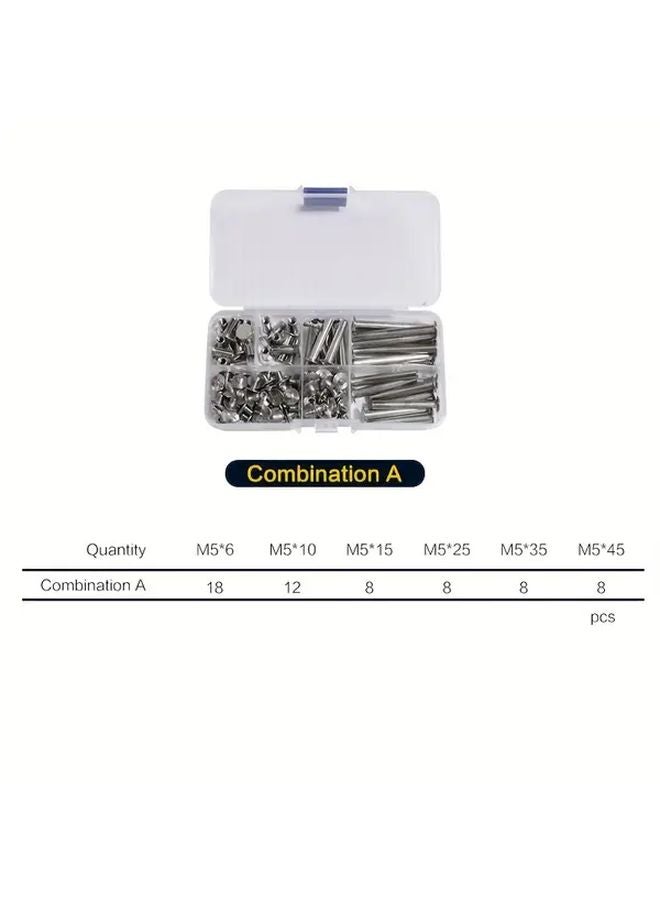 62 Pairs 124 Pcs M5 Chicago Screws Phillips Binding Screw Posts Assorted Kit 6 Sizes - Image 1