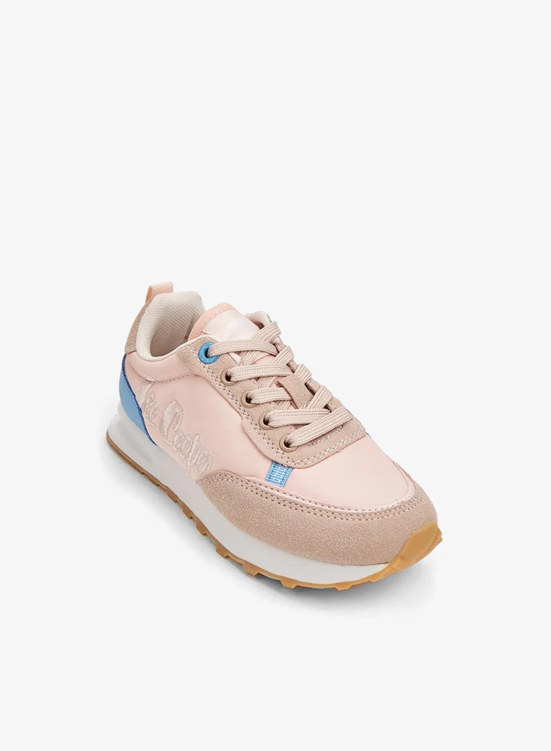 Lee Cooper Girls' Panelled Lace-Up Sneakers with Pull Tab
